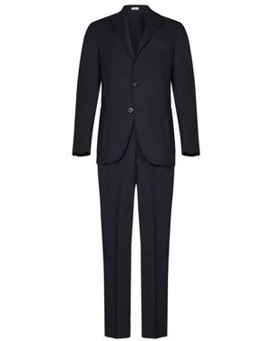 Boglioli Blaues Wollblazer Und Hosen Set - Schwarz