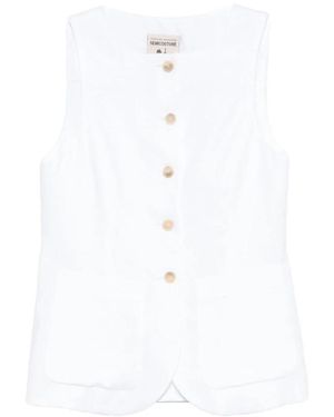 Semicouture Ronde Hals Knoop Gilet - Wit