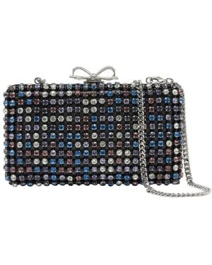 Self-Portrait Tassen ,Veelkleurig ,Polyester Crystal Embellished Bow Clutch Bag - Blauw