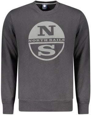North Sails Schwarzer Baumwoll-Sweatshirt Mit Print-Logo - Grau