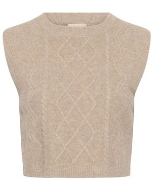 Cream Truien & Vesten ,Ronde Hals Gebreid - Naturel