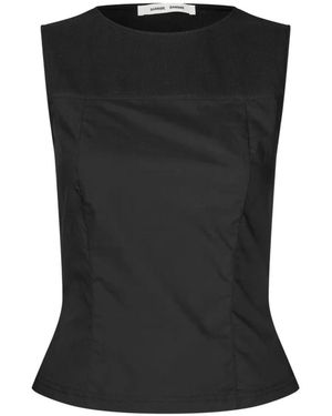 Samsøe & Samsøe Tops ,Zwart ,Katoen Sleeveless Tops