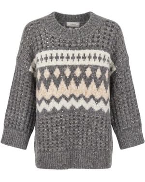 Peserico Round-Neck Knitwear - Gris