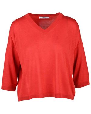 Kangra Truien & Vesten ,Rood ,Kasjmier V-Hals Pullover