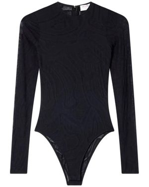 PUCCI Tops ,Zwart ,Tule Jacquard Tulle Body - Blauw