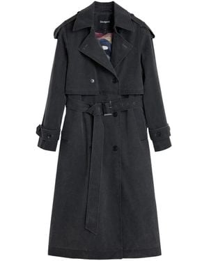 Desigual Trench Coats - Negro
