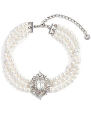 Self-Portrait Crystal Pearl Choker - Wit