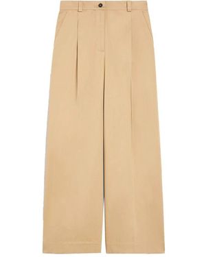 Weekend by Maxmara Weite baumwoll-gabardine-hose - Natur