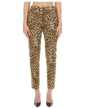Moschino Broeken ,Bruin ,Wol Pantalone Stampa All Over Leopardo