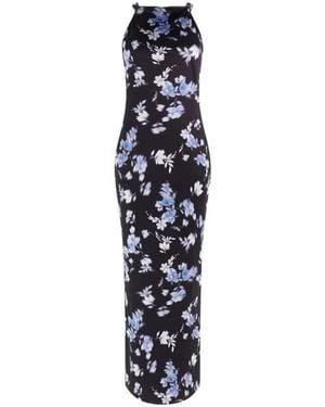 Guess Kleedjes ,Veelkleurig ,Polyester Gedrukte Lange Aansluitende Jurk - Blauw