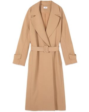Oltre Lange Trenchcoat Met Riem - Naturel