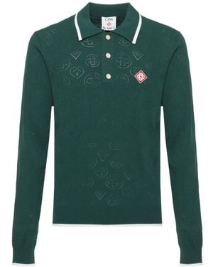 CASABLANCA Tops ,Groen ,Pointelle Ls Polo Shirt