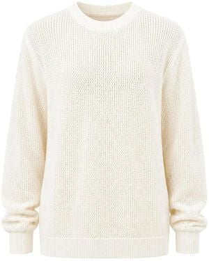 Maison Kitsuné Rundhals-Pullover Mit Strukturstrick - Weiß
