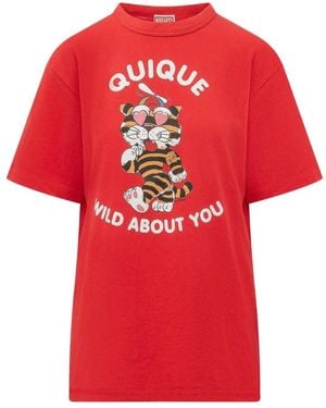 KENZO Tops ,Rood ,Katoen Cartoon T-Shirt