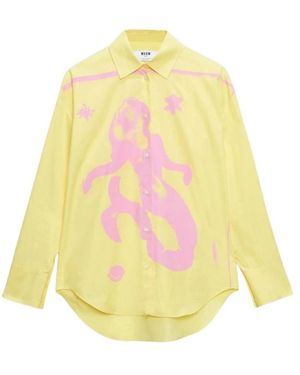 MSGM Overhemden ,Veelkleurig ,Katoen Casual Overhemden - Geel