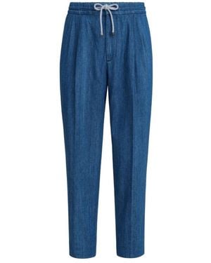 Brunello Cucinelli Schmal Geschnittene Hose - Blau