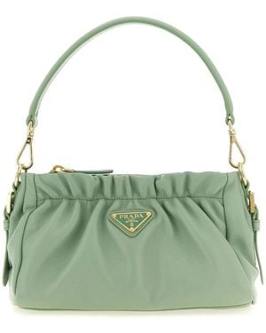 Prada Gathered Nappa Leather Shoulder Bag - Grün
