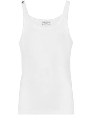 Dolce & Gabbana Tops ,Wit ,Katoen Marcello Ribbed Katoenen Tanktop