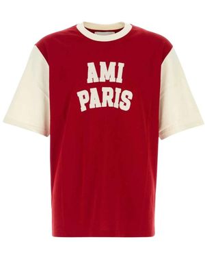 Ami Paris Ami De Coeur Geborduurd T-Shirt - Rood