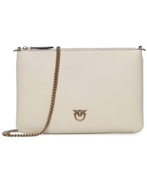 Pinko Tassen ,Leer Flat Classic Clutch - Naturel
