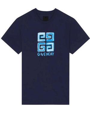Givenchy Tops ,Blauw ,Katoen 4G T-Shirt