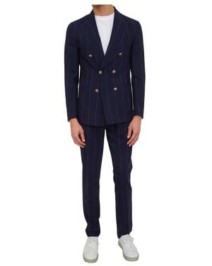 Eleventy Double breasted suit pences pants blu