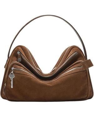 Acne Studios Tassen ,Bruin ,Nylon Camero Camera Suede V