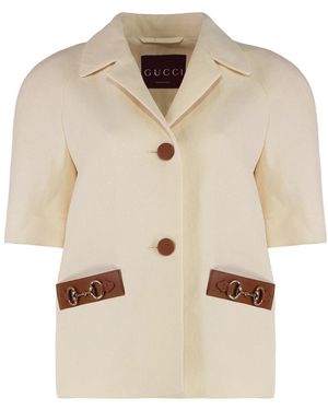 Gucci Jassen ,Linnen Linnen Jas Met Paardrijbit Details - Naturel