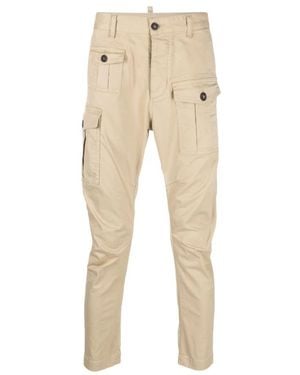 DSquared² Cotton Blend Cargo Trousers - Natural