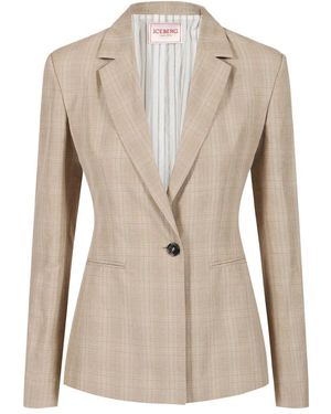 Iceberg Single-Breasted Check Jacket - Naturel