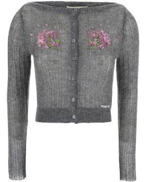 ShuShu/Tong Truien & Vesten ,Grijs ,Wol Vest Met Bloemenkraaldecoraties