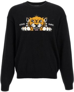 KENZO Happy Tiger Embroidered Jumper - Schwarz