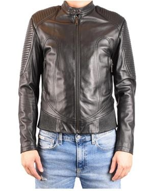 Les Hommes Leather Jackets - Black
