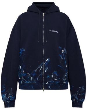 Balenciaga Hoodies & Sweatvesten ,Blauw ,Katoen Sweatshirt Met Geborduurd Logo
