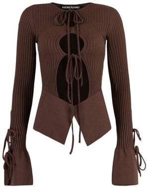 ANDREA ADAMO Long Sleeve T-Shirts - Brown