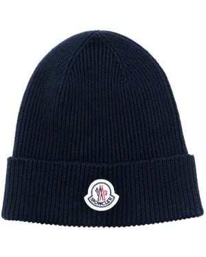 Moncler Accessoires ,Blauw ,Wol Ribbed-Knit Muts