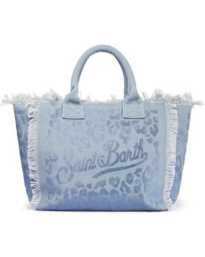 MC2 Saint Barth Tassen ,Blauw ,Vanity Shoulder Bag Strass Leopard 36