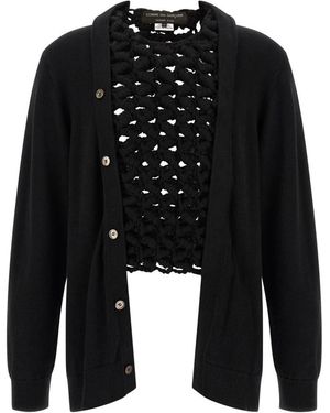 Comme des Garçons Truien & Vesten ,Zwart ,Wol Hybrid Gebreide Cardigan