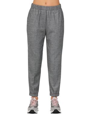 ROSSO35 Broeken ,Grijs ,Polyester Flanellen Elastische Taillebroek