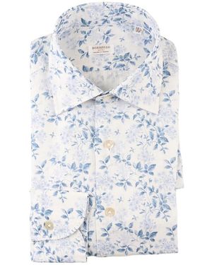 Borriello Overhemden ,Veelkleurig ,Linnen Camicia 100% Lino - Blauw
