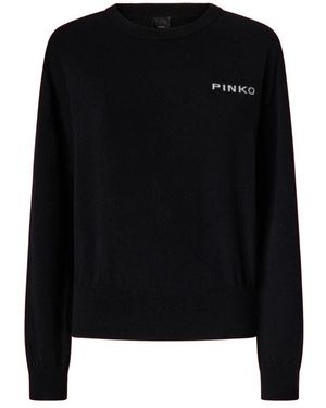 Pinko Truien & Vesten ,Zwart ,Wol Martinica Maglia Blend Con Logo