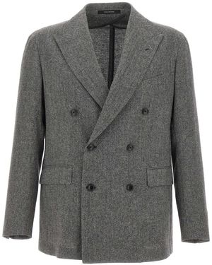 Tagliatore Gestreepte Double-Breasted Blazer - Grijs