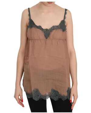 Pink Memories Sleeveless Tops - Brown