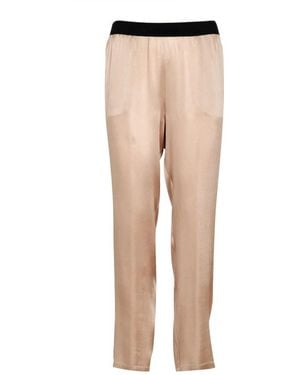 Semicouture Zijden Blend Broek Met Elastische Tailleband - Naturel