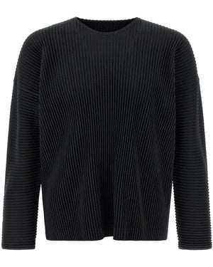 Issey Miyake T-Shirt Met Lange Mouwen En Ronde Hals - Zwart