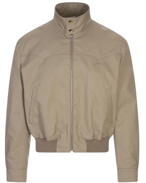 McQueen Bruine Cropped Harrington Jas - Grijs