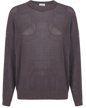 Brunello Cucinelli Truien & Vesten ,Bruin ,Round-Neck Truien - Grijs