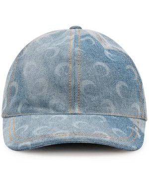 Marine Serre Accessoires ,Blauw ,Denim Moon Denim Baseball Cap