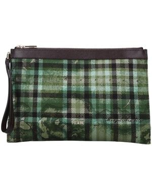 Alviero Martini 1A Classe Tassen ,Groen ,Katoen Clutch Van Leer En Bedrukt Katoen
