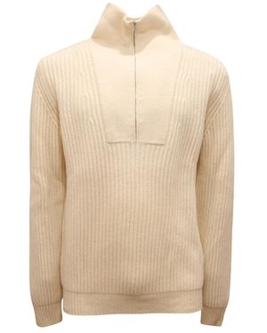 PT01 Pullover Mit Reißverschluss Am Kragen - Natur